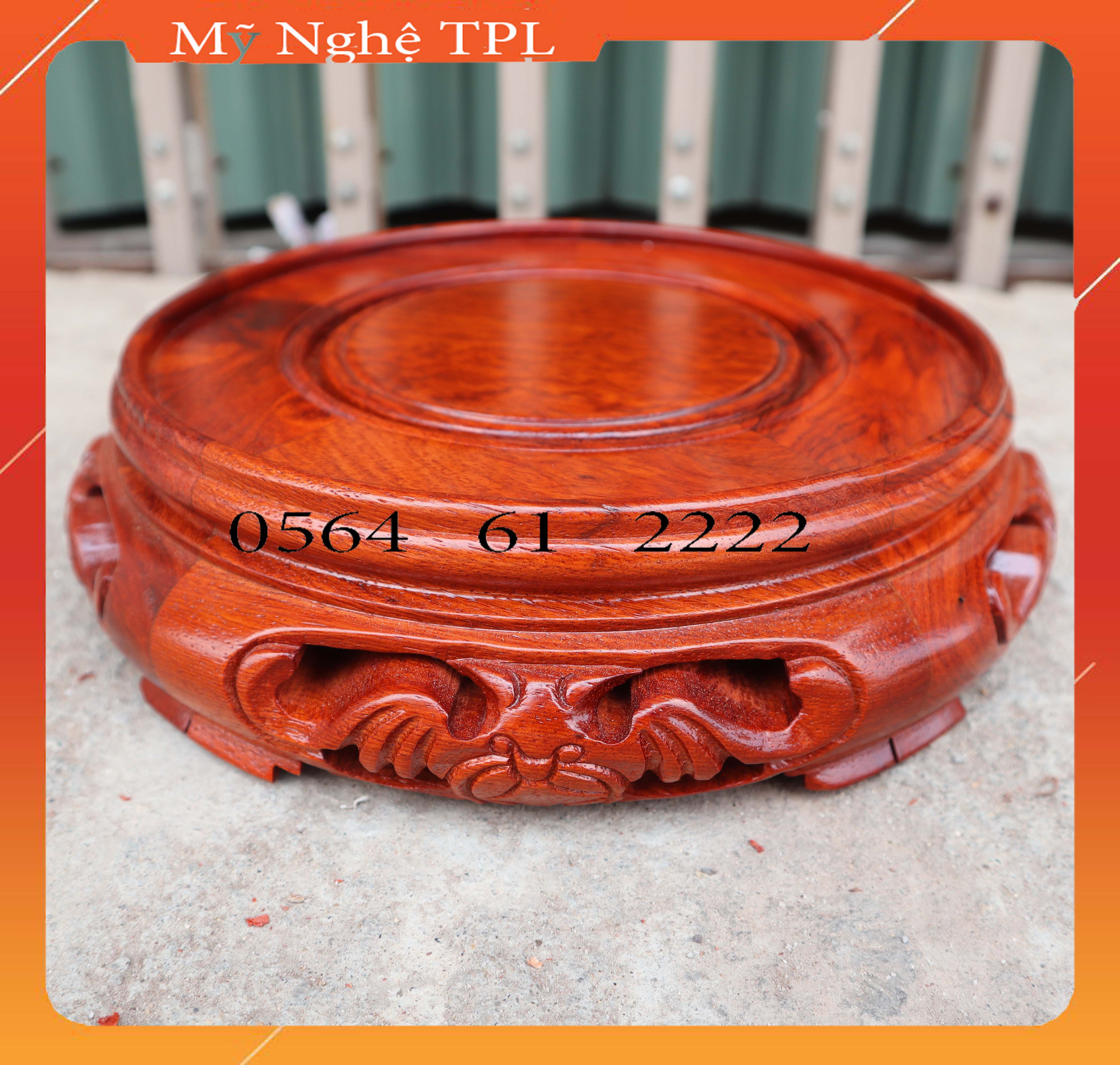 Kỷ dơi gỗ hương,Đế bát hương lọng thủng mặt 2 nhân