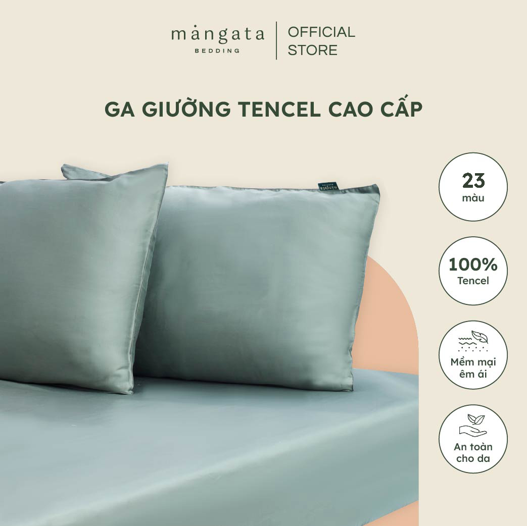 Ga giường lụa Tencel 60s size 1m6x2m 1m8x2m trơn nhiều màu bo thun Mangata Bedding drap trải nệm êm ái