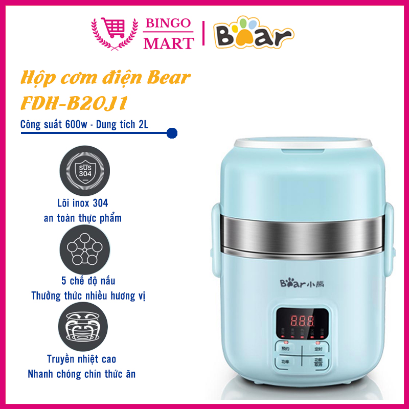 Hộp cơm điện cao cấp đa chức năng bear dfh-b20j1 - bh 1 năm - bingo mart