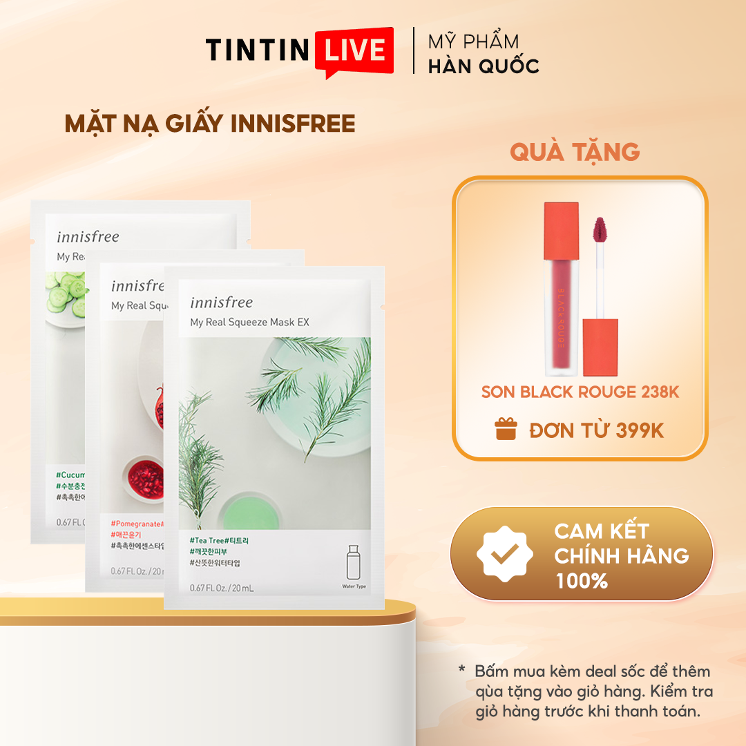 Mặt nạ giấy dưỡng da Innisfree My Real Squeeze Mask chính hãng 20ml