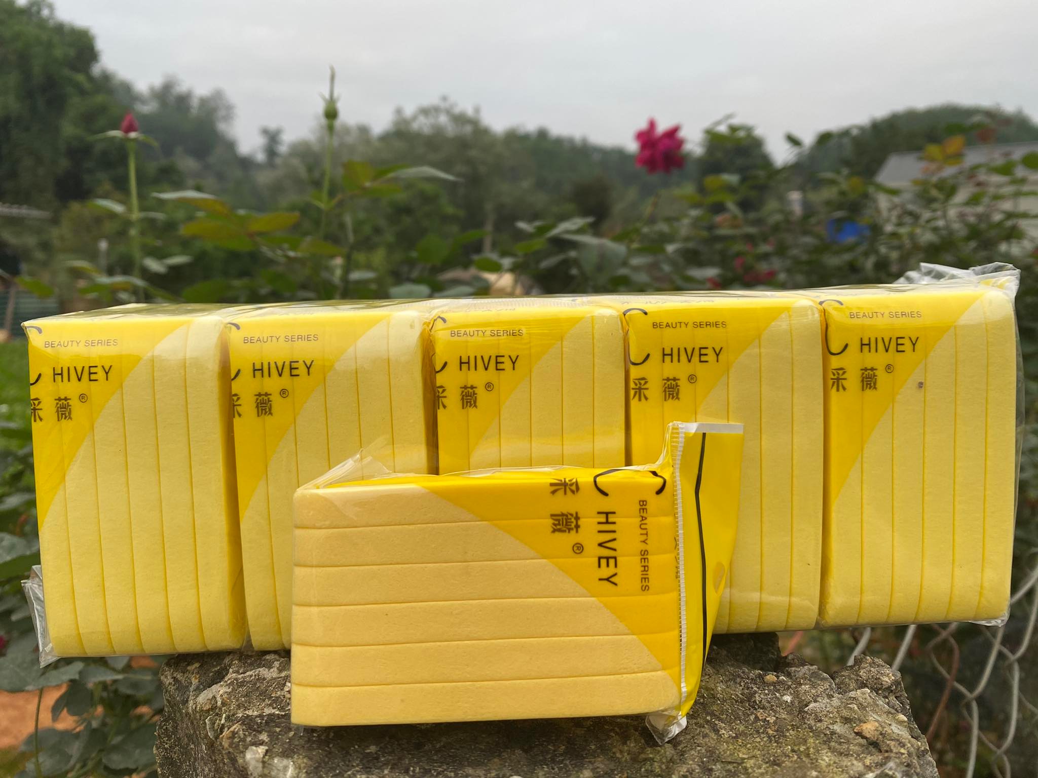 Bông nở tẩy trang Chivey 12 miếng, Bông mút bọt biển siêu mềm rửa mặt sạch Nhật Bản DC01