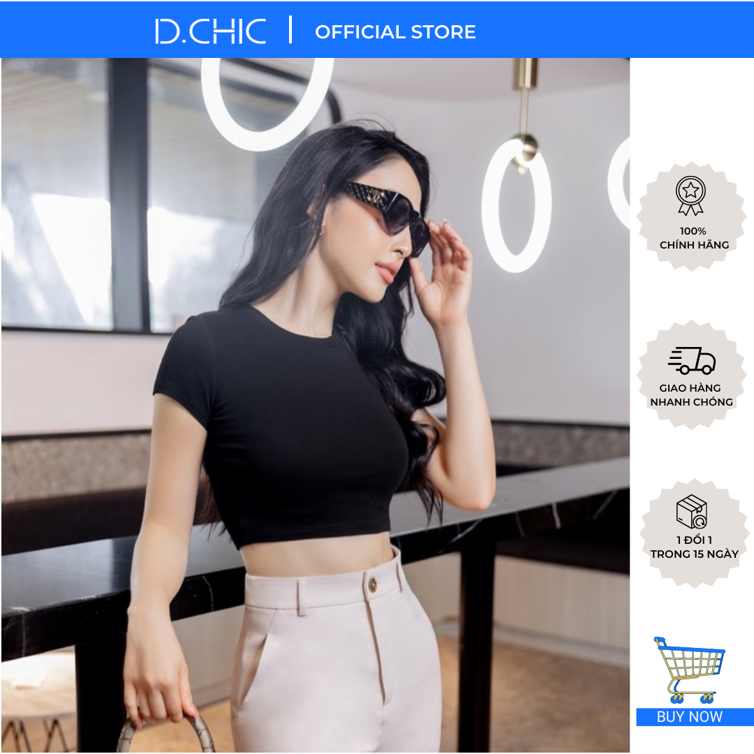 Áo phông croptop trơn basic d.chic ms: 186009