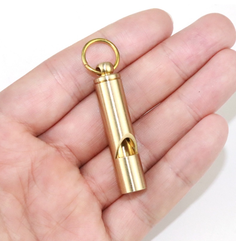 Còi sinh tồn - còi cứu hộ tồn bằng đồng thau nguyên chất - có móc dây đeo cổ