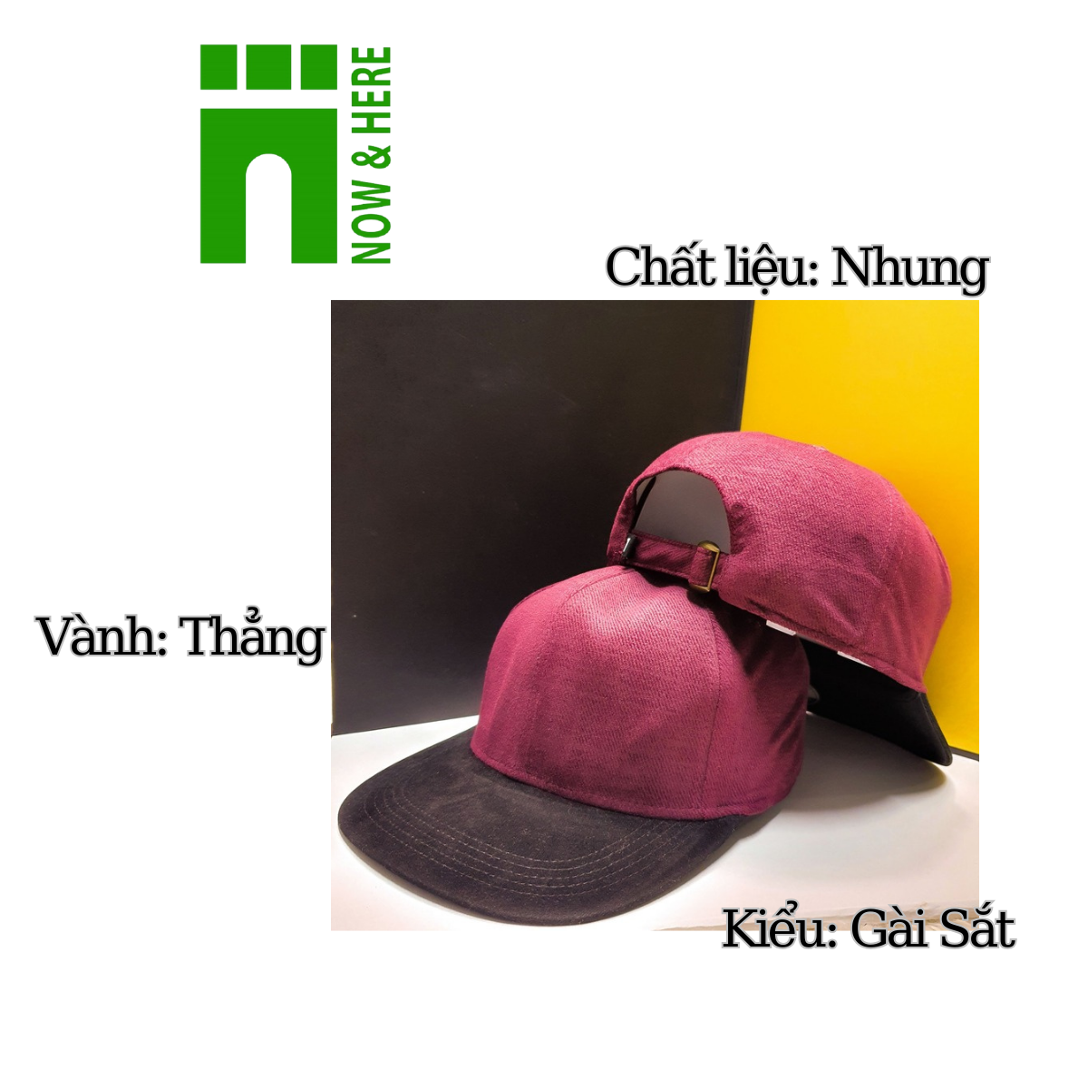 Nón lưỡi trai vành thẳng, khóa gài sắt, chất nhung mềm mịn hợp thời trang- NH Shop