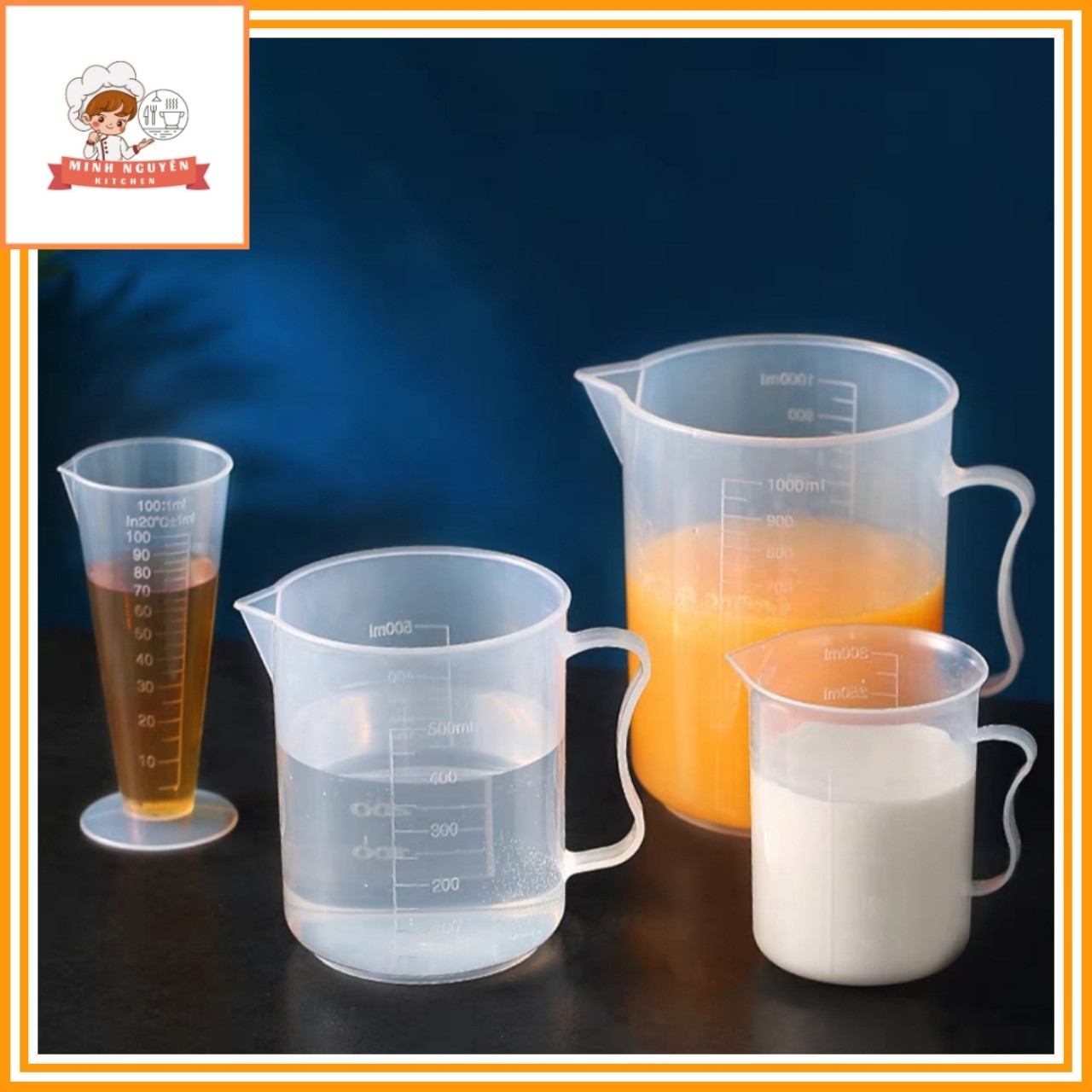 Ly đong nhựa hình tháp định lượng pha chế 100ml