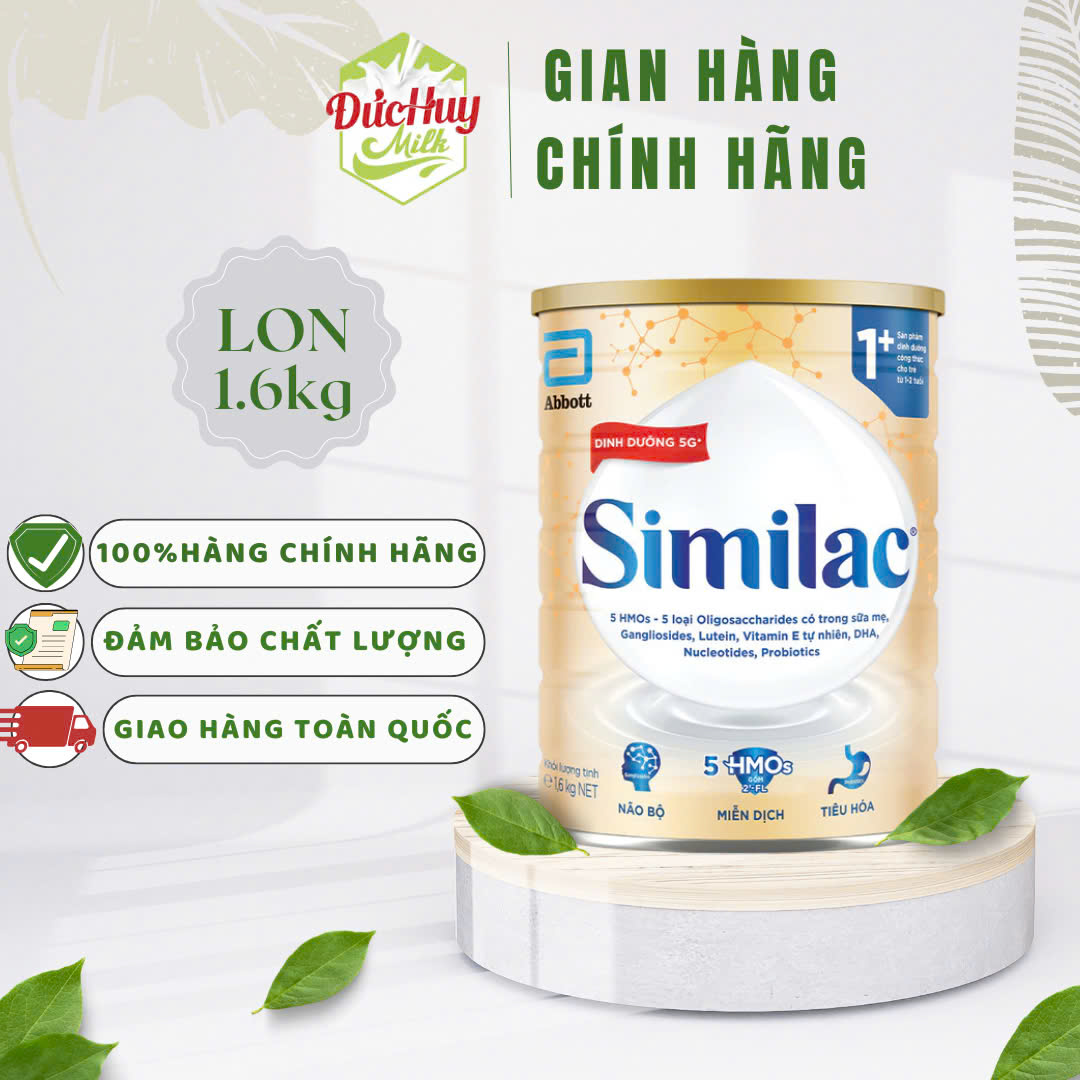 Sữa bột Similac 1+ 800g/1.6kg đột phá dinh dưỡng 5G cho trẻ từ 1-2 tuổi miễn dịch khỏe nhanh trí tựa "5G"