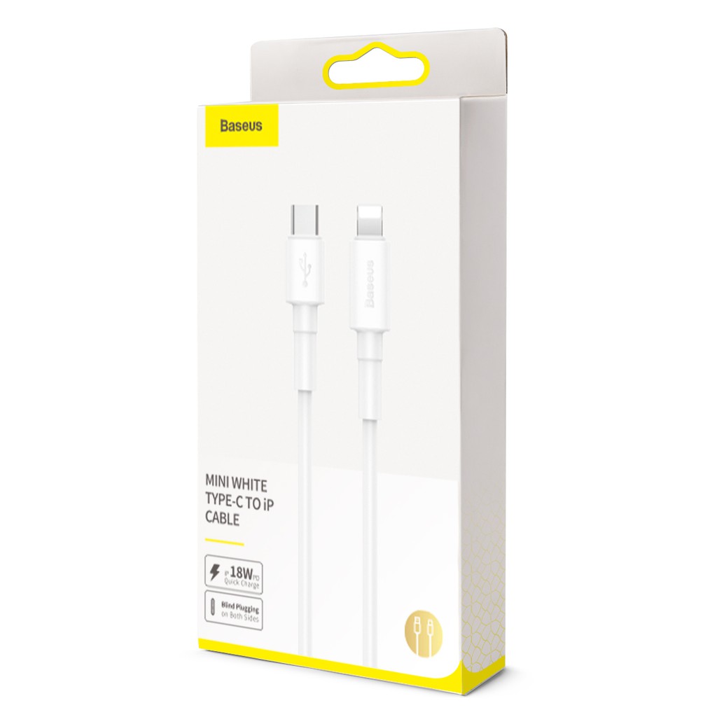 Cáp sạc nhanh pd 18w typec to lightning baseus mini white 1m catlsw-02