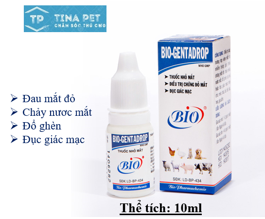 [HCM]BIO-GENTADROP Chai 10ml. Nhỏ mắt cho chó- mèo đỏ mắt đục giác mạc