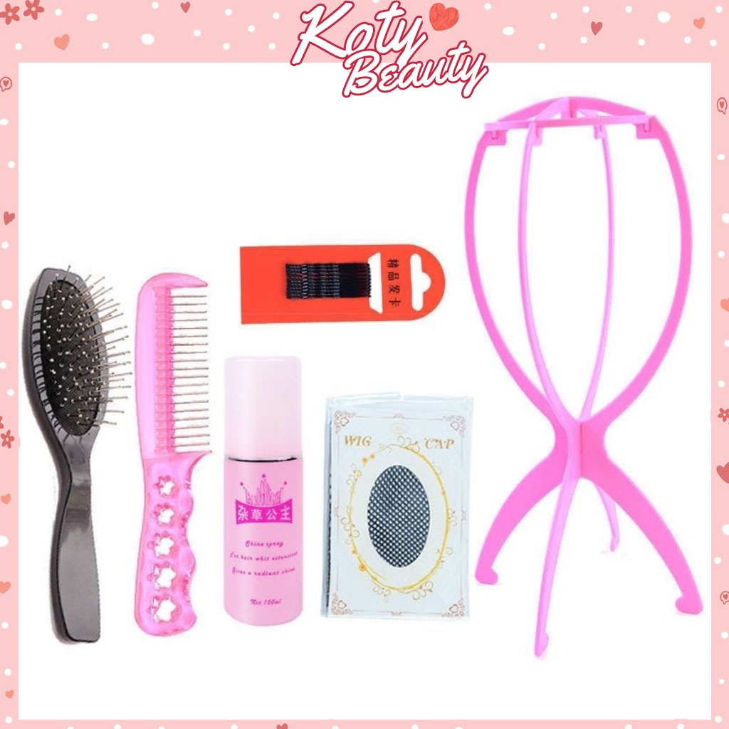 Combo lược và xịt dưỡng chuyên dùng tóc giả Koty Beauty phụ kiện cho tóc giả