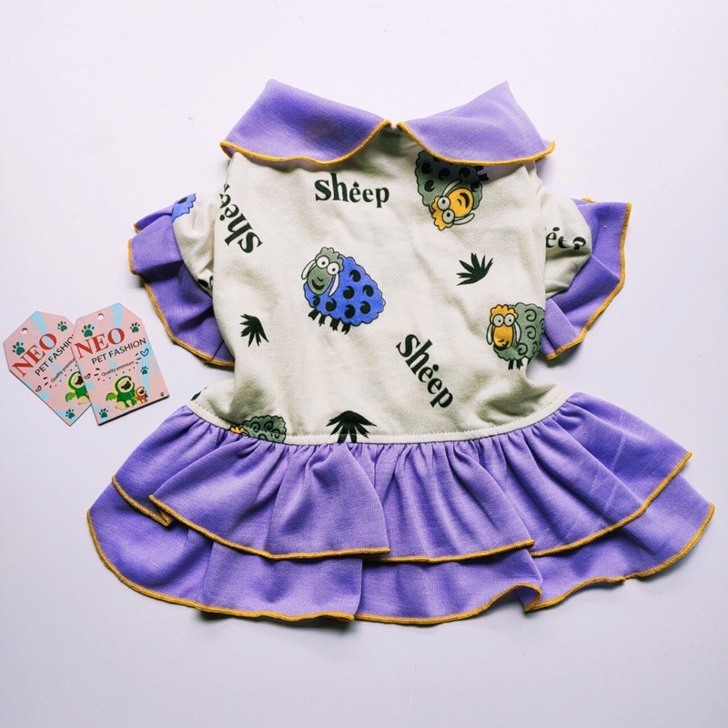 [HCM]Đầm xoè hai tầng hoạ tiết chú cừu dễ thương đầm dành cho thú cưng LaLi Petfashion