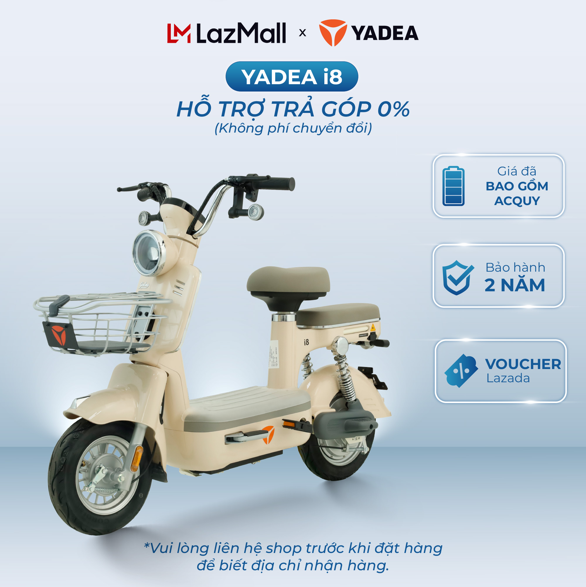 [TRẢ GÓP 0%] Xe Đạp Điện YADEA i8 Nhỏ Gọn 76Km Một Lần Sạc- Xe Đạp Điện Yadea I8 Thiết Kế Trẻ Trung - Bảo Hành 2 Năm