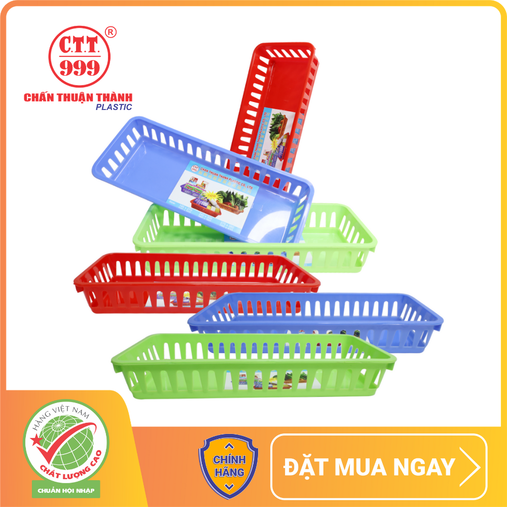 Combo 6 rổ nhựa chữ nhật 31.5 x 12.5 x 5.2 cm Chấn Thuận Thành đựng đồ, đựng rau củ, đựng văn phòng phẩm (RCN31520-6) nhiều màu