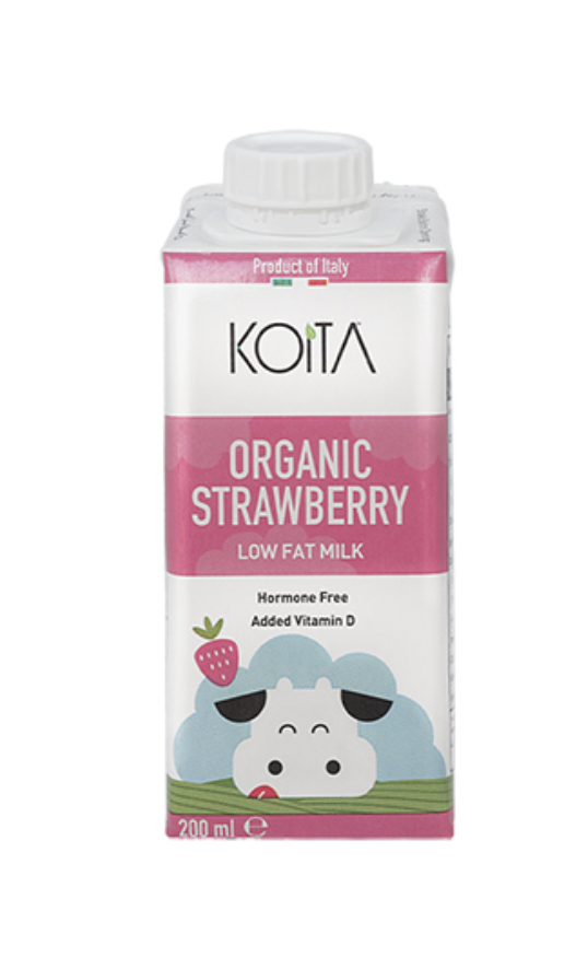 Sữa bò hữu cơ vị dâu ít béo Koita,cho bé từ 1 tuổi 200ml