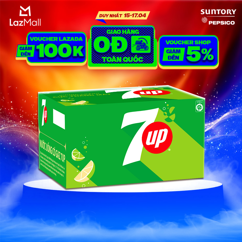 [SALE ĐẠI LỄ] Thùng 24 Chai Nước Ngọt Giải Khát Có Gaz 7Up (390ml/chai)