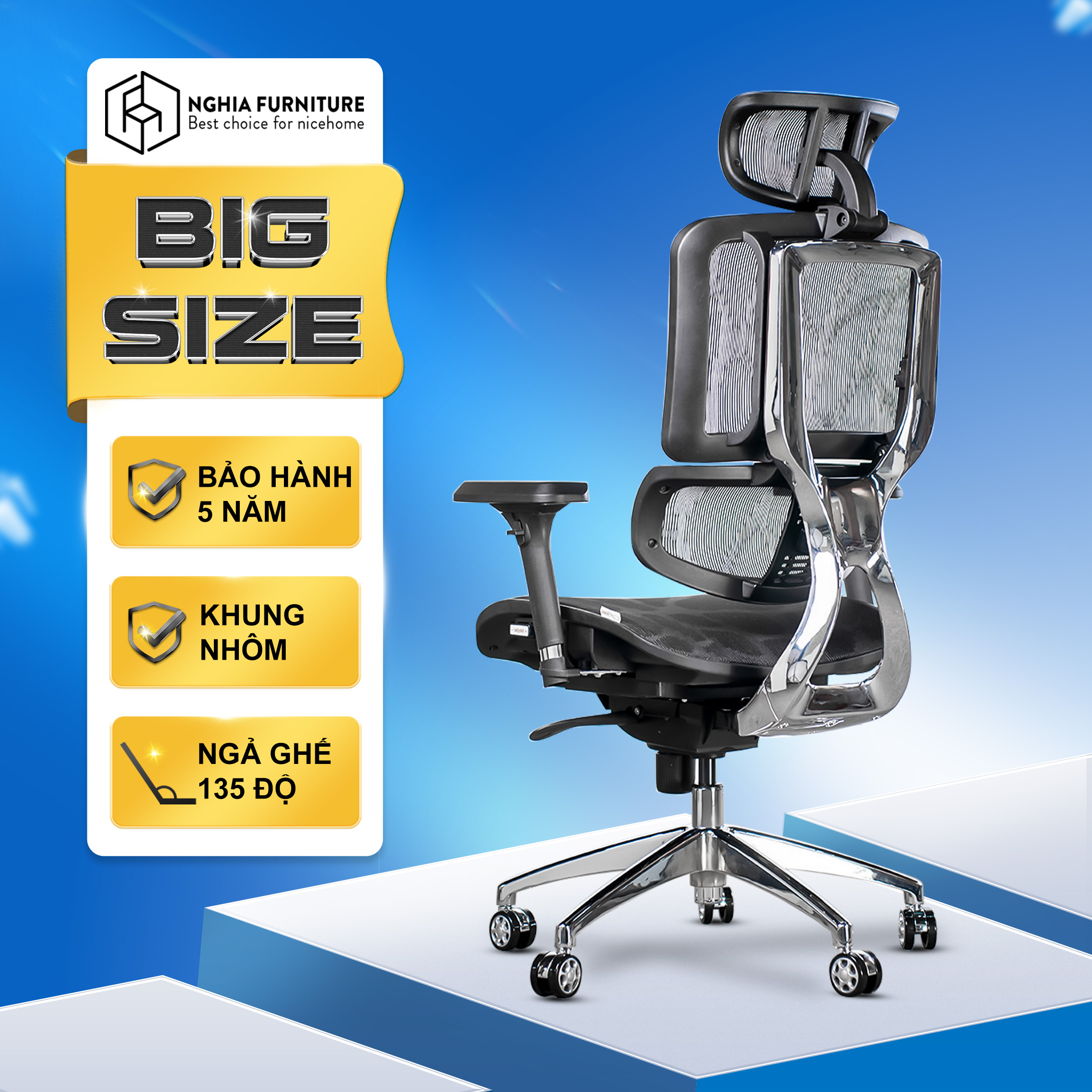 Ghế công thái học Ergonomic Life 02 - Ghế văn phòng làm việc hỗ trợ cột sống chuẩn tư thế siêu chắc