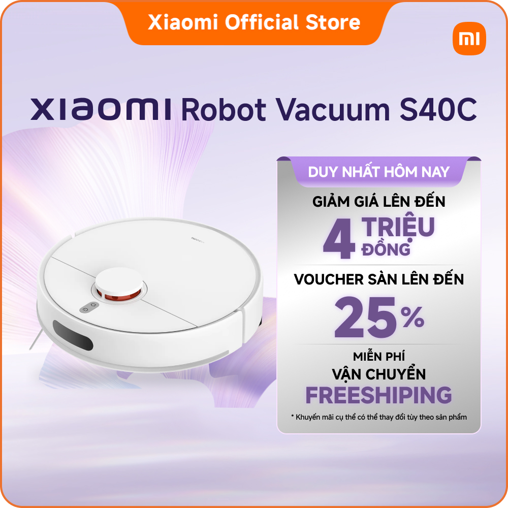 Xiaomi Robot Vacuum S40C |   Fan with Strong Suction Force up to 5,000Pa |   Easily Removes Hair and Large Particles |   The Dust Container and Water Container Have Large Capacity. |   Reduce the Frequency of Trash Dumping and Fill the Water Reservoirs