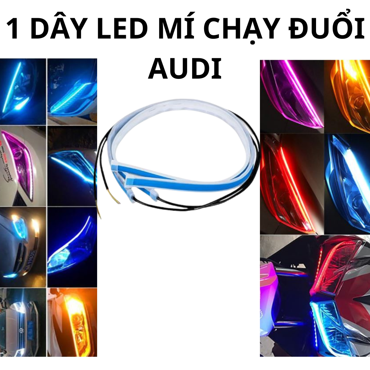 1 dây LED dẻo dài 45cm mí chạy đuổi Audi hiệu ứng xếp gạch gắn demi xi nhan cho xe máy oto xe điện dùg nguồn DC 12V