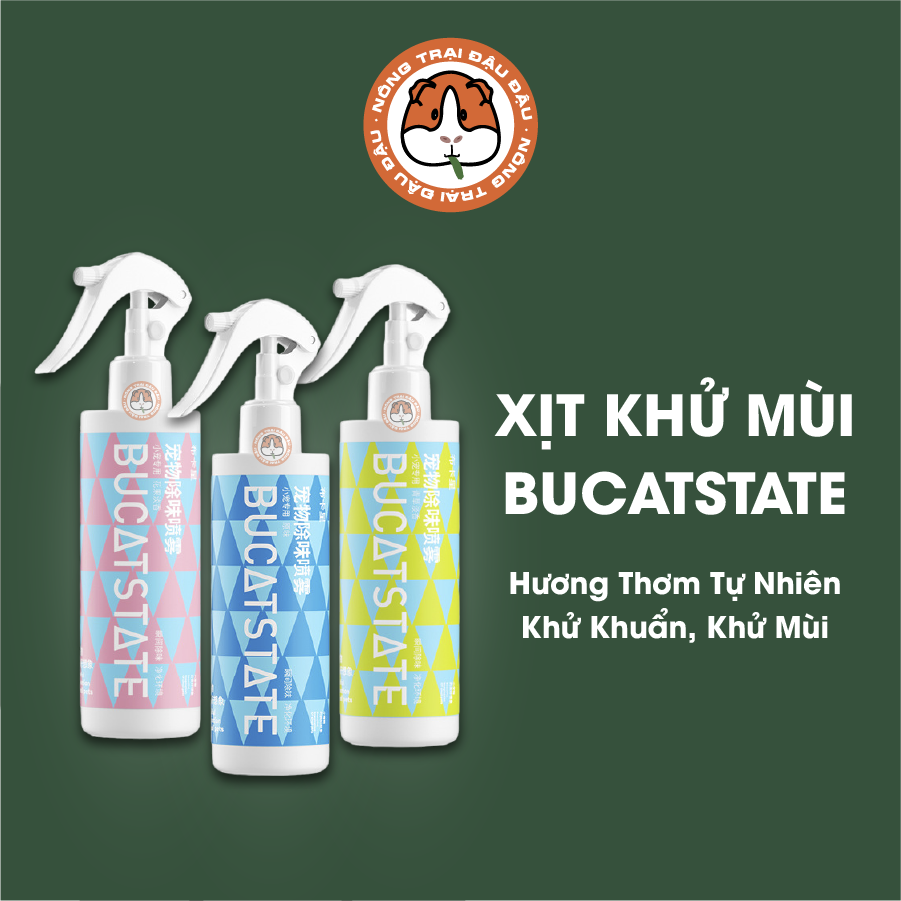Xịt khử mùi khử khuẩn cho thú cưng bucatstate hương thơm tuơi mát cho thỏ, bọ ú, hamster, chinchilla, chó, mèo, thú cưng 220ml