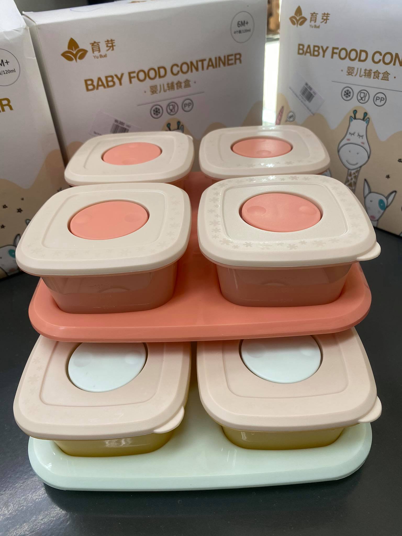 Set 4 hộp trữ đông - hộp đựng thực phẩm kèm khay đựng đồ ăn cao cấp 120ml