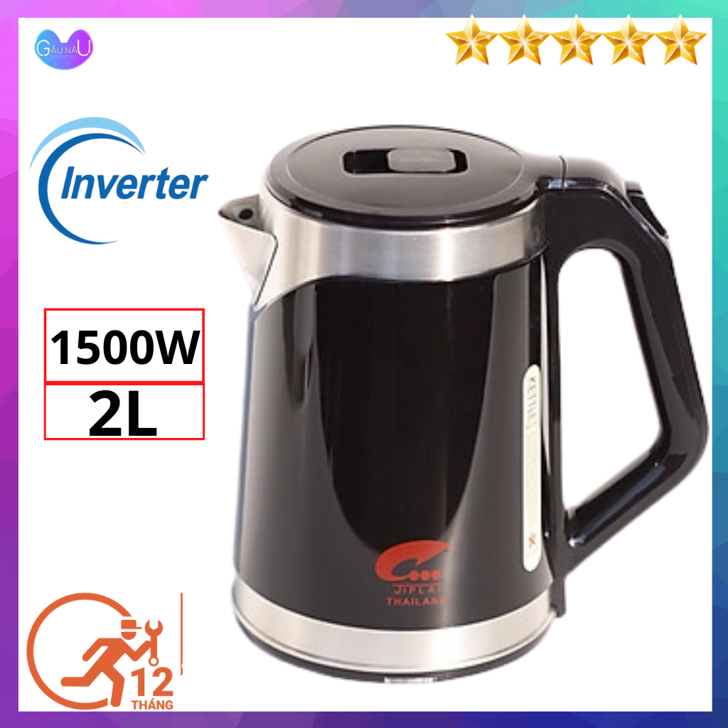 Ấm siêu tốc jiplai ekj318, 2lít - ấm siêu tốc thái lan jiplai 2 lớp cao cấp chống giật, công nghệ inverter tiết kiệm điện và đun sôi cực nhanh - bình đun nước siêu tốc thái lan bh 12 tháng