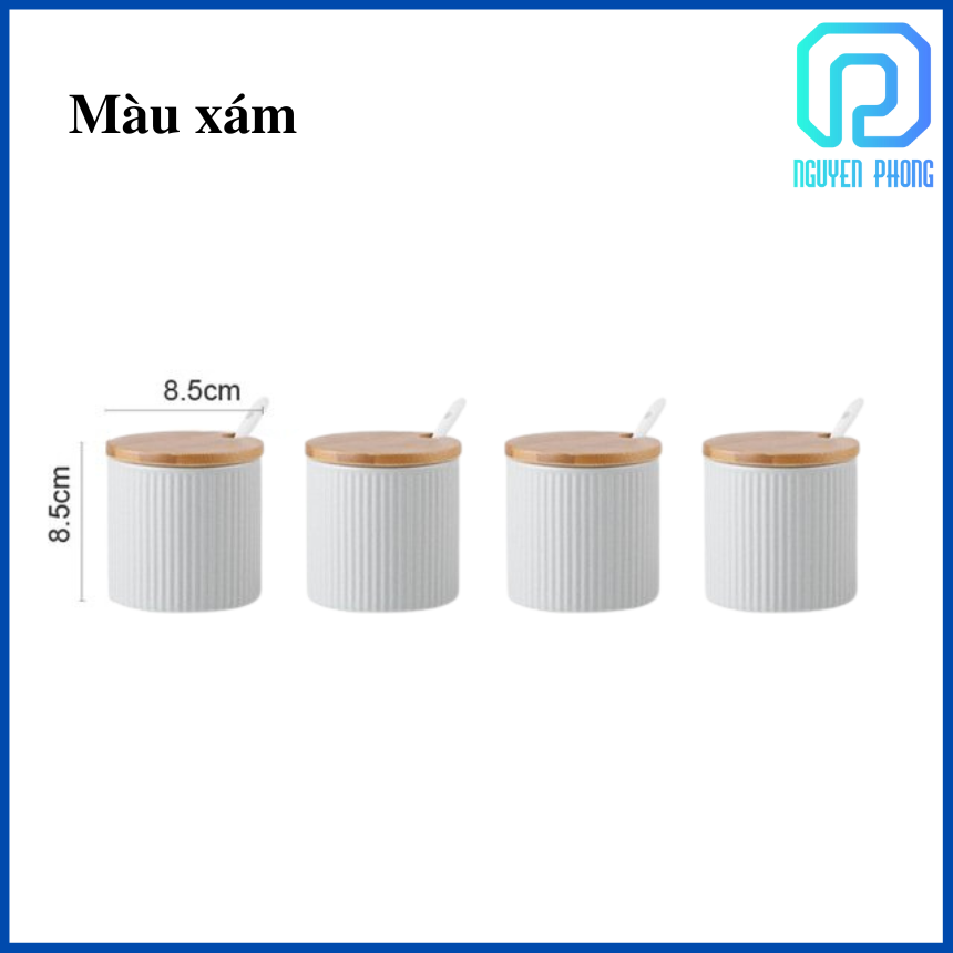 Hũ đựng gia vị bằng sứ nắp gỗ kèm muỗng sứ, lọ đựng gia vị cao cấp dung tích 300ml, phong cách vintage, sang trọng, tặng kèm muỗng sứ cao cấp phong cách tối giản với màu trung tính nhẹ nhàng, đáng yêu