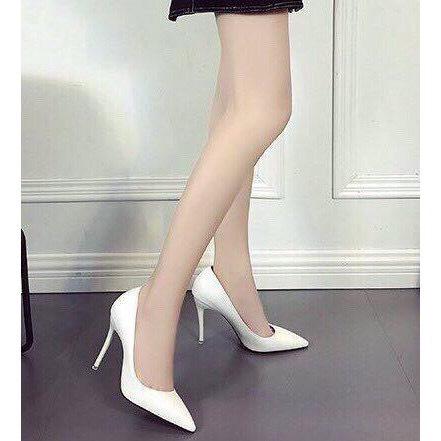 giày cao gót bít mũi công sở trắng gót nhọn 9 phân thời thượng
