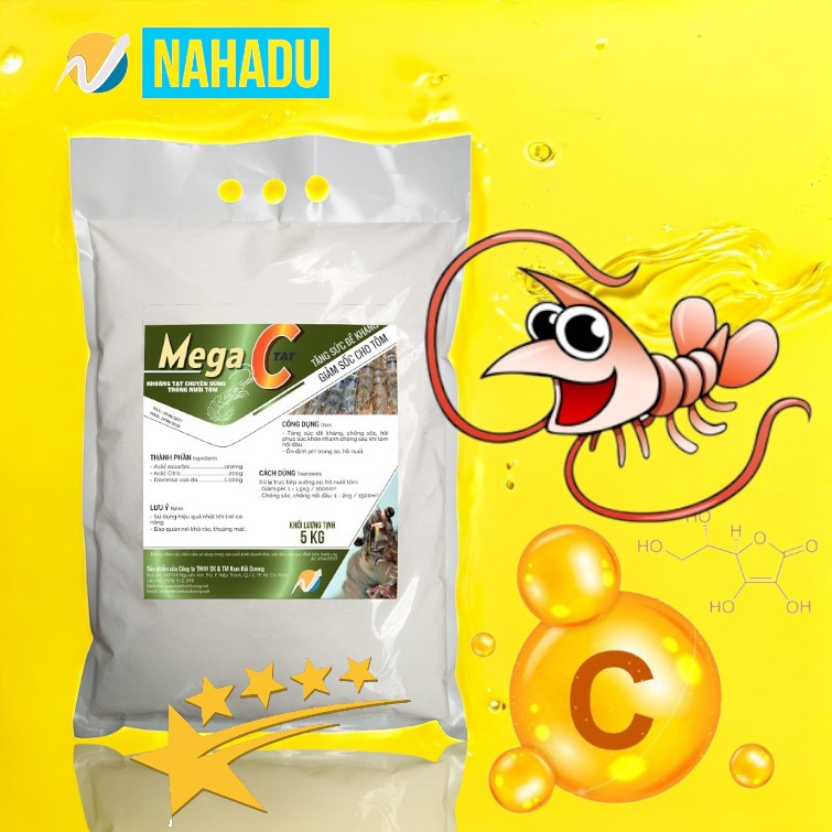 Mega C: Tăng Sức Đề Kháng, Phục Hồi Nhanh Cho Tôm Cá - 2 túi 5kg
