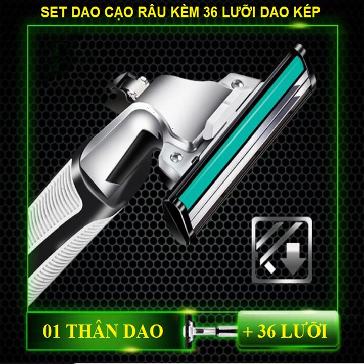 bộ dao cạo râu 36 lưỡi kép, Dao Cạo Râu Êm Ái Guillett Mach Classicc Kèm 36 LUỠI