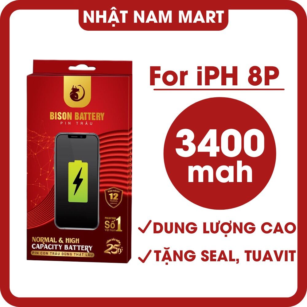 Pin Bison 8 Plus dung lượng cao 3400mah, hàng chính hãng bảo hành 12 tháng, bảo hiểm cháy nổ 10 tỷ đồng