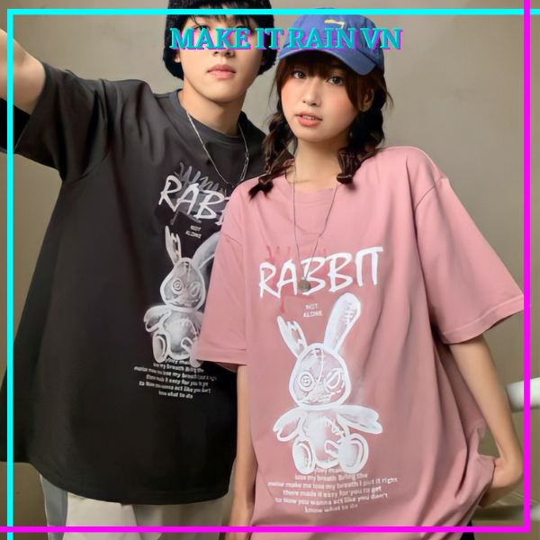 Áo Thun Tay Lỡ Unisex THỎ NOT ALONE Make It Rain VN, Áo Phông Nam Nữ Form Rộng, có hình ảnh video thật A57
