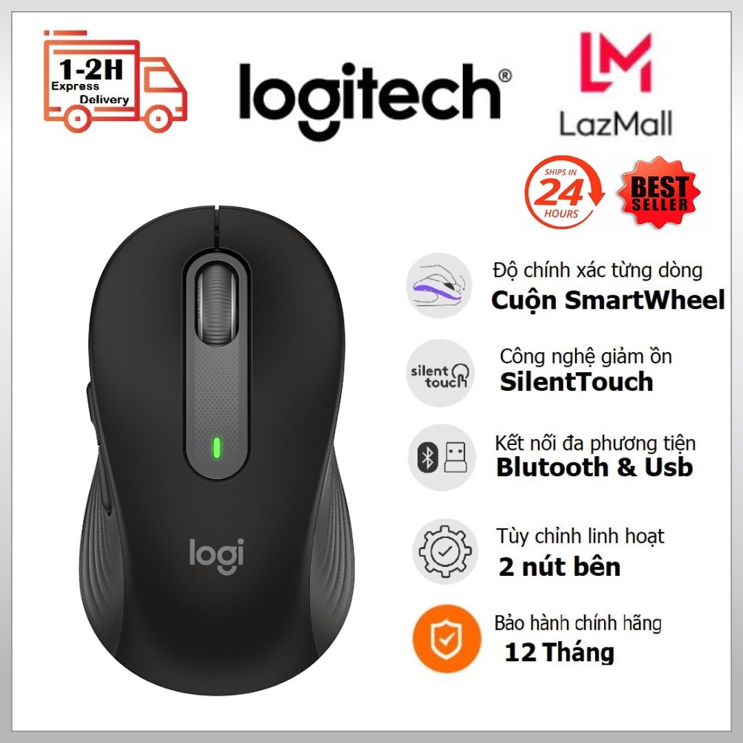 [ LazMaII Phân Phối Chính Hãng ] Chuột không dây Logitech M650 Business/ M650/ M650L SilentTouch, Kết nối Usb/ Bluetooth, SmartWheel, Logitech Không Dây, Kết Nối PC/Laptop, Giảm Tối Đa Tiếng Ồn, Thiết Kế Siêu Đẹp, Độ Chính Xác Cao