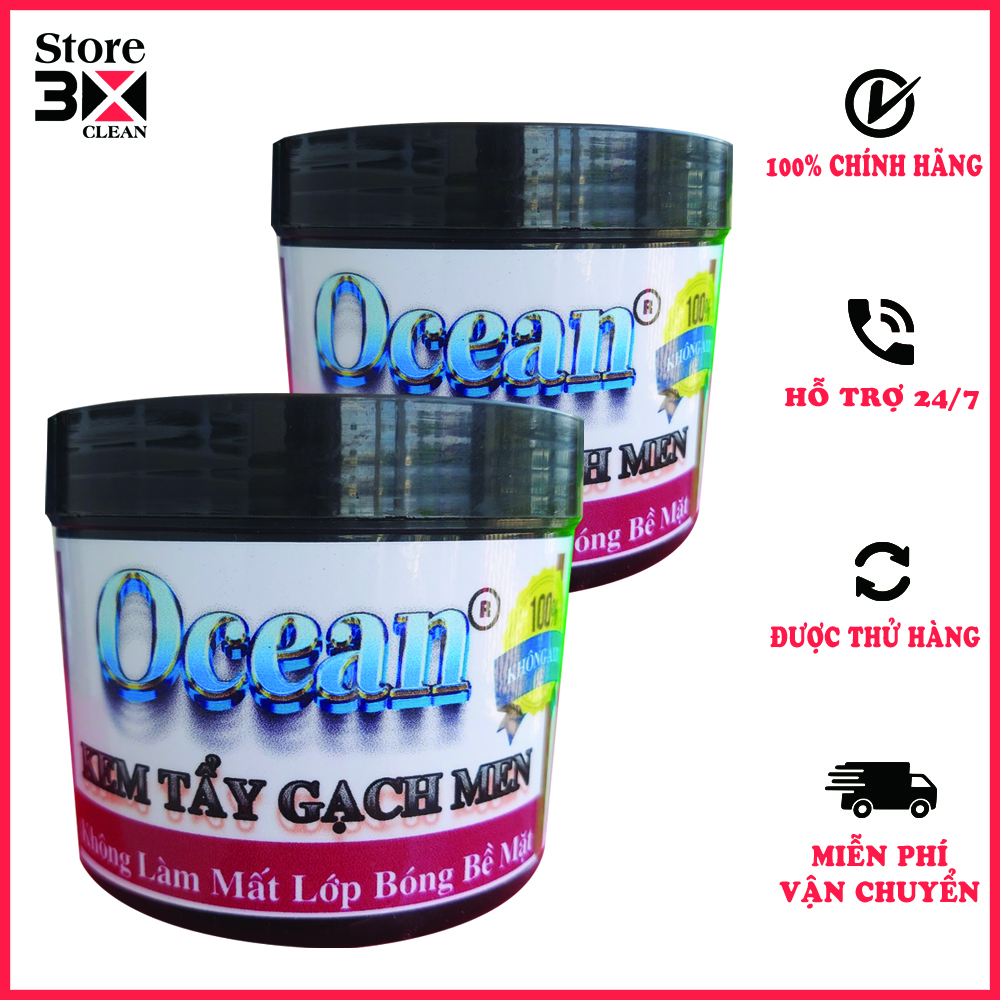 ( COMBO 2 HŨ) KEM TẨY Ố VÀNG GẠCH MEN GỐM SỨ LAVABO OCEAN 500 GRAM, nhiều hơn , tiết kiệm hơn, trắng bóng đẹp
