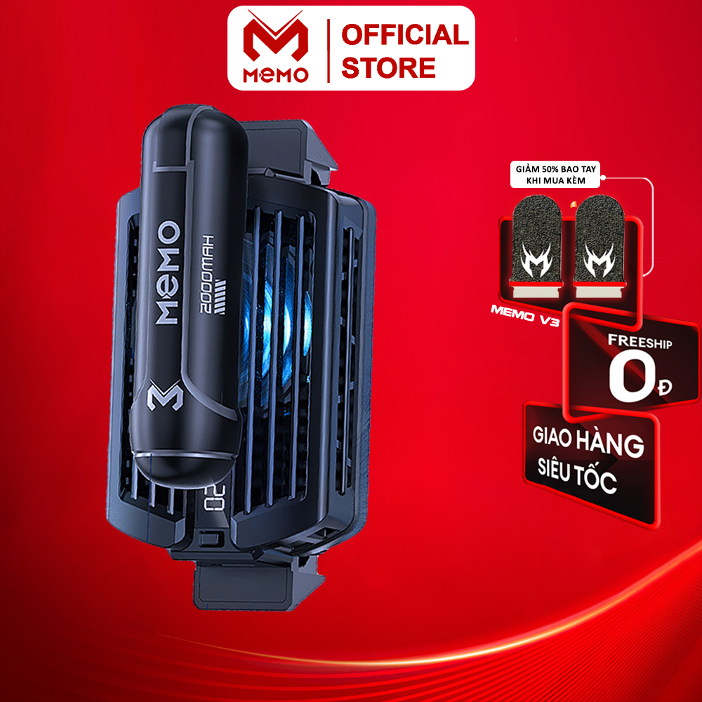 Quạt tản nhiệt điện thoại sò lạnh không dây MEMO DL10 pin rời 2000mAh đèn led rgb hiển thị nhiệt độ phong cách gaming quạt 9 cánh chống ồn chơi game pubg freefire liên quân tốc chiến - Hàng chính hãng