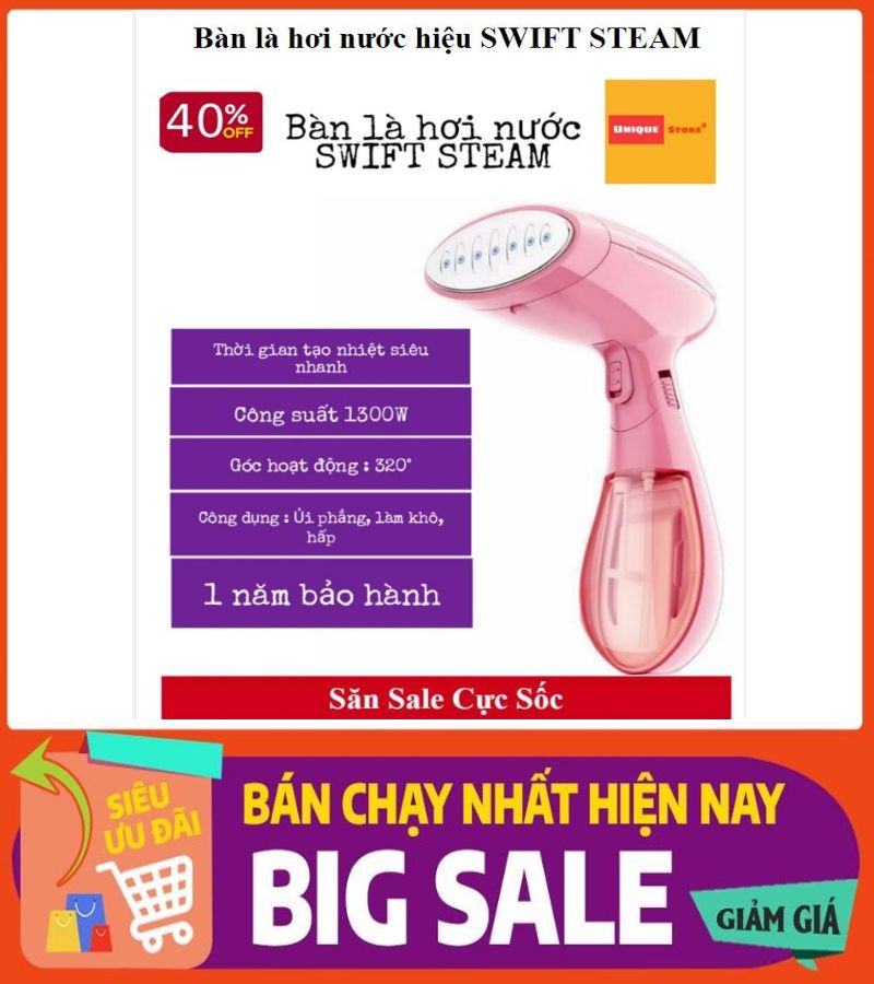 Bàn Ủi Cầm Tay Mini Hơi Nước 1300 W , Là Nhanh Tích Kiệm Thời Gian - Bàn Là Hơi Nước Mini - Bàn Là Cây