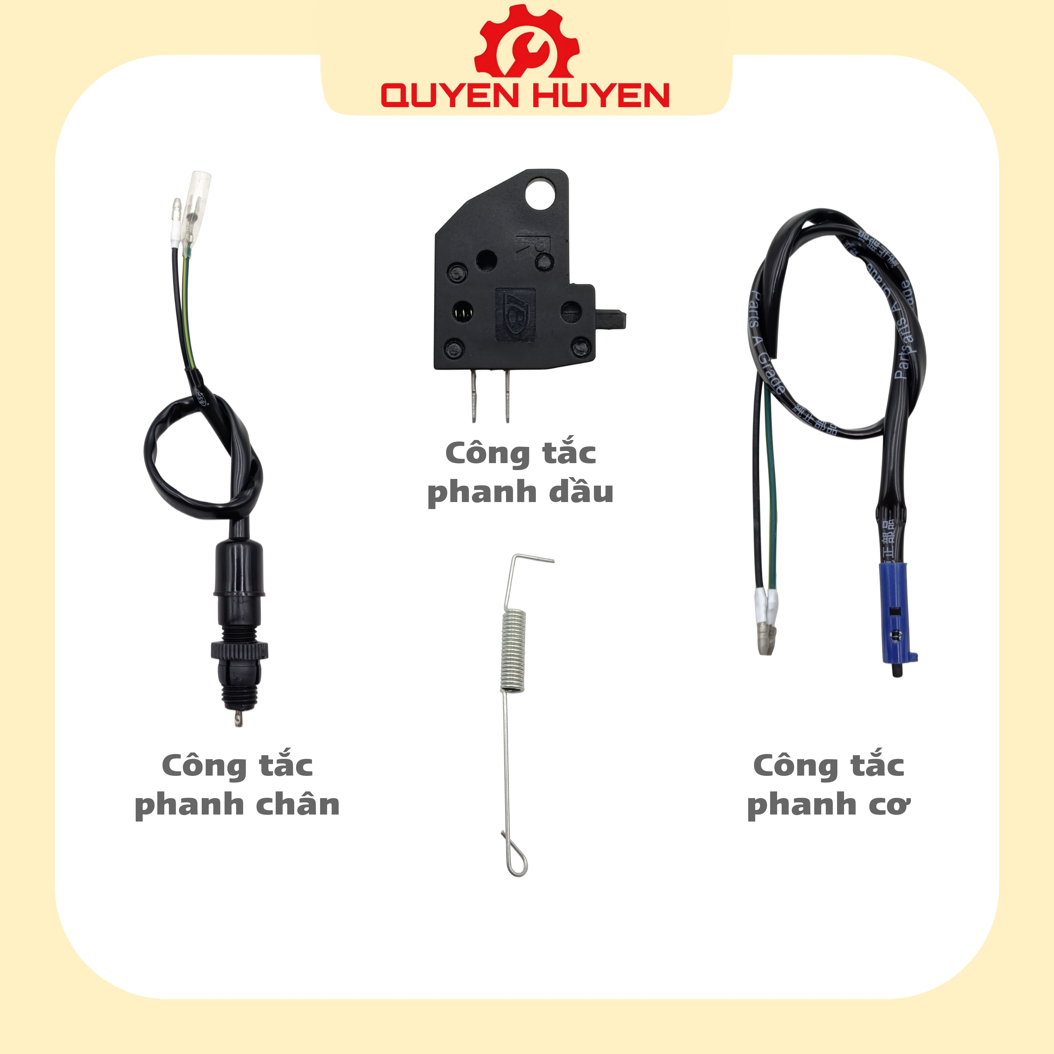 Công tắc phanh chân, phanh dầu, phanh cơ - Dành cho xe máy Honda, Dream, Wave, Future, Cub, AB, Lead - Lò xo phanh chân - Stop