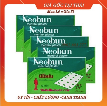 1 hộp 20 gói dán neobun menthol plaster thái lan miếng dán neobun cao dán giảm đau thái lan