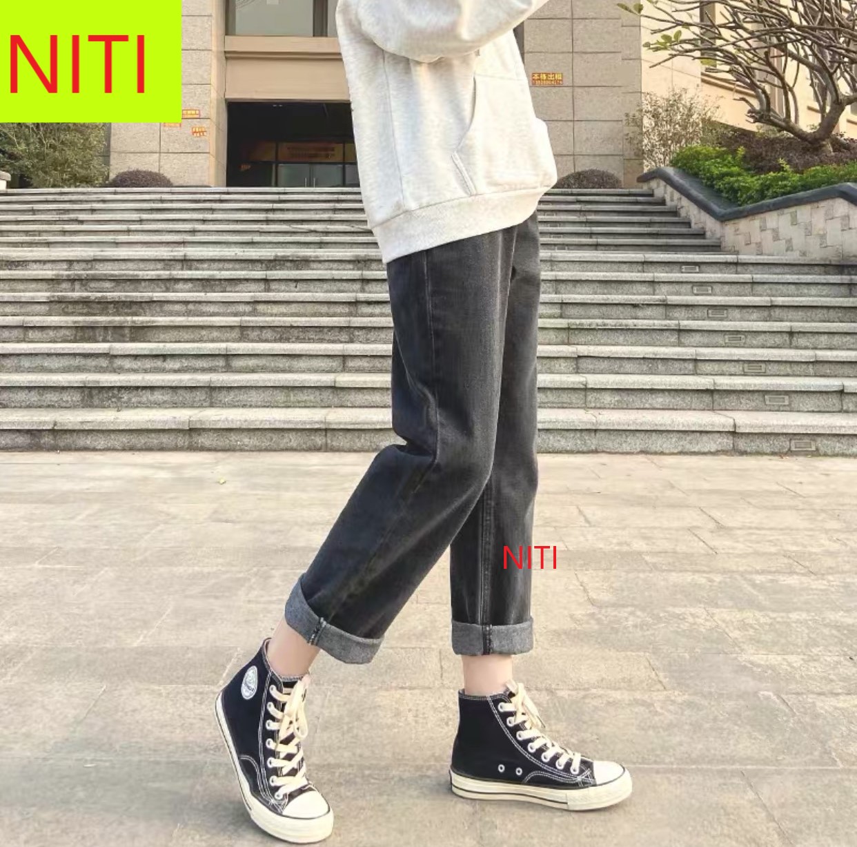 [ TREND PHONG CÁCH!! ] QUẦN JEAN NỮ LƯNG CAO KIỂU QUẦN JEAN ỐNG RỘNG NỮ LƯNG CAO MÀU XÁM ĐEN NITI CỰC XỊN SÒ FORM CHUẨN ĐỦ SIZE TỰ TIN DIỆN ĐỒ DẠO PHỐ