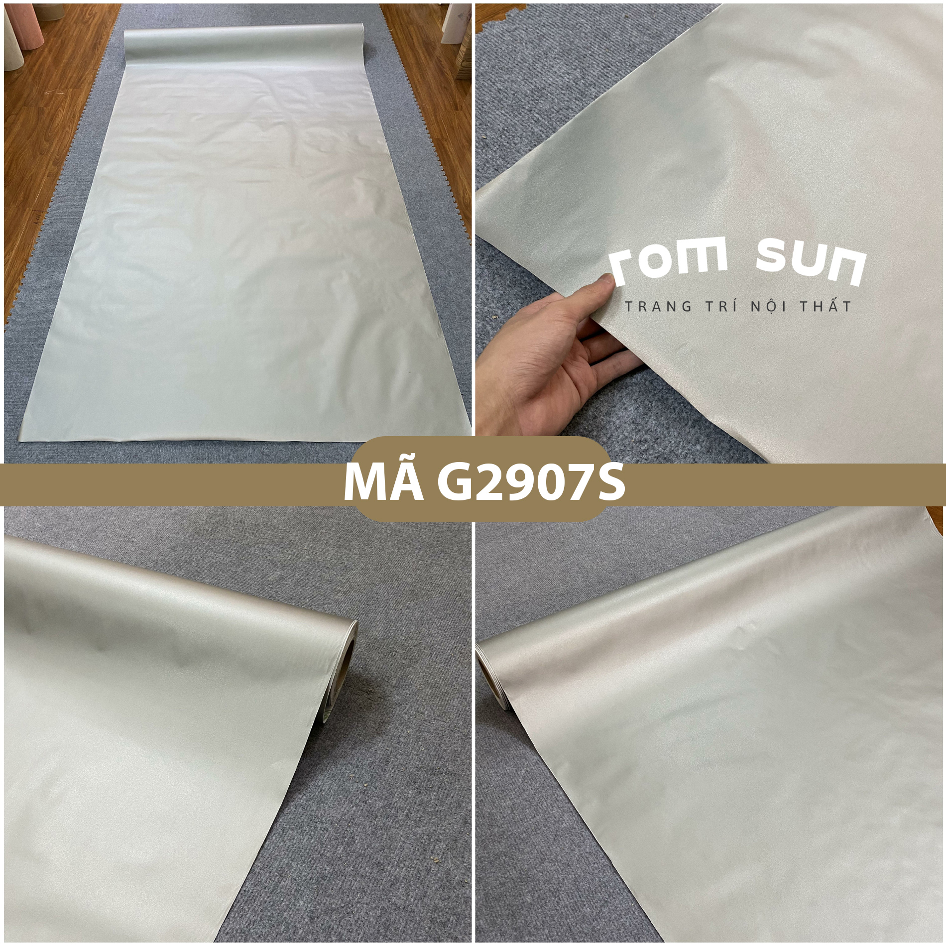 Decal trơn màu xám khổ 60cm 1m2 sẵn keo - Giấy trang trí tường một màu dán phòng ngủ G2907S