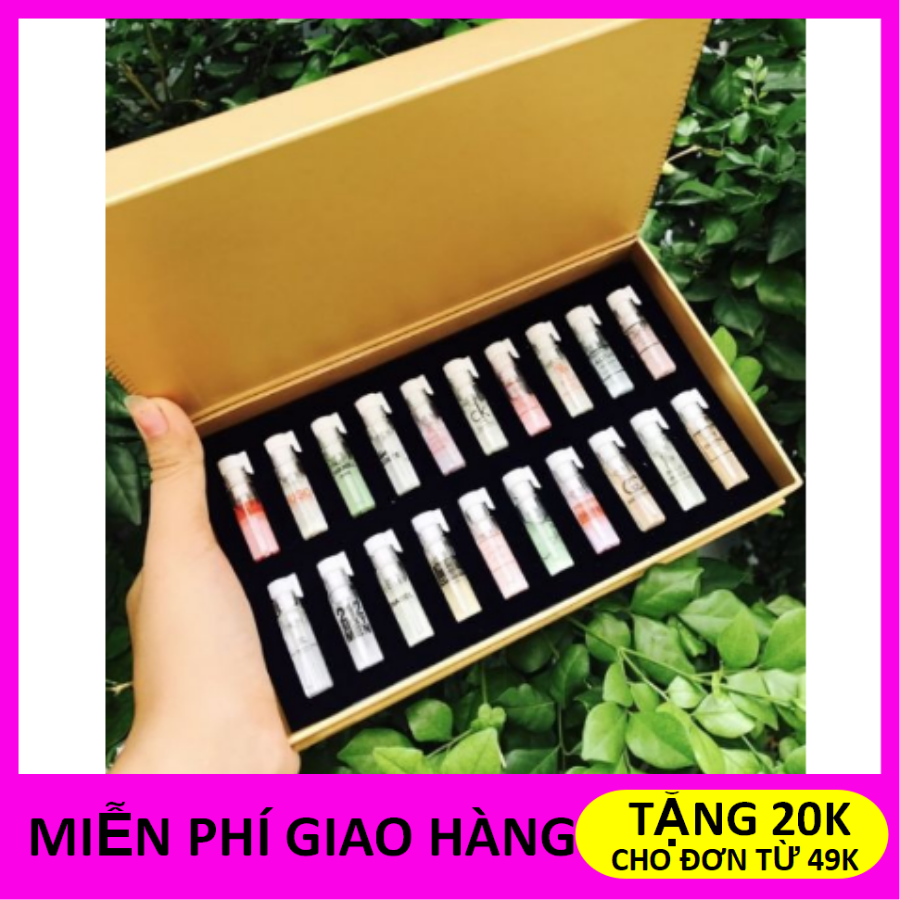 Bộ 20 chai nước hoa test mini hộp vàng - Sét 20 chai nước hoa mẫu thử cao cấp