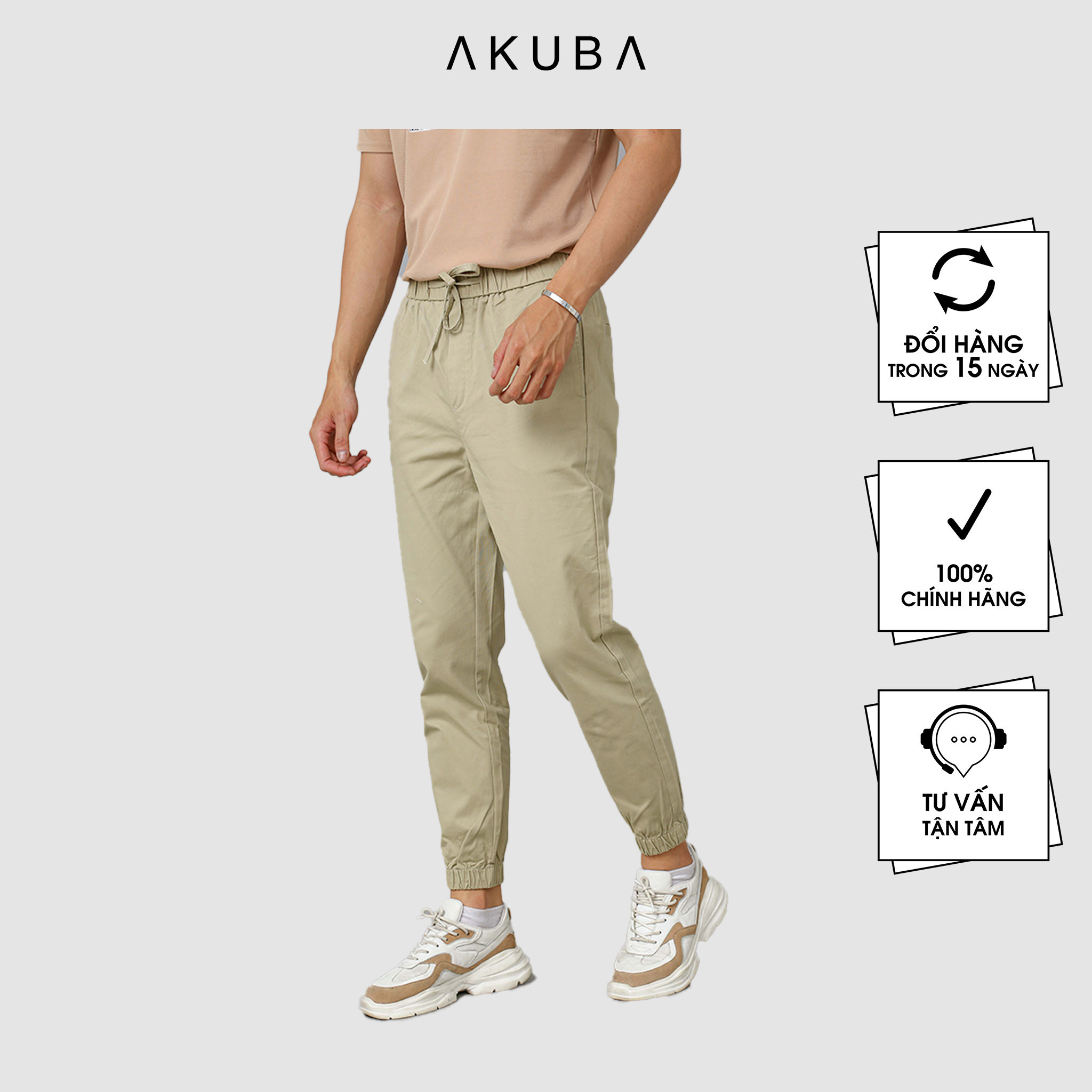 Quần jogger nam, jogger kaki form dáng slimfit AKUBA | 718