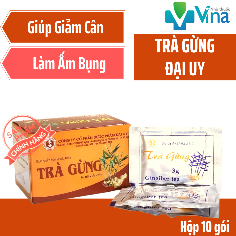 Trà Gừng Đại Uy Hộp 10 gói, Giúp Ấm Bụng, Giảm Cân, Tăng Sức Đề Kháng