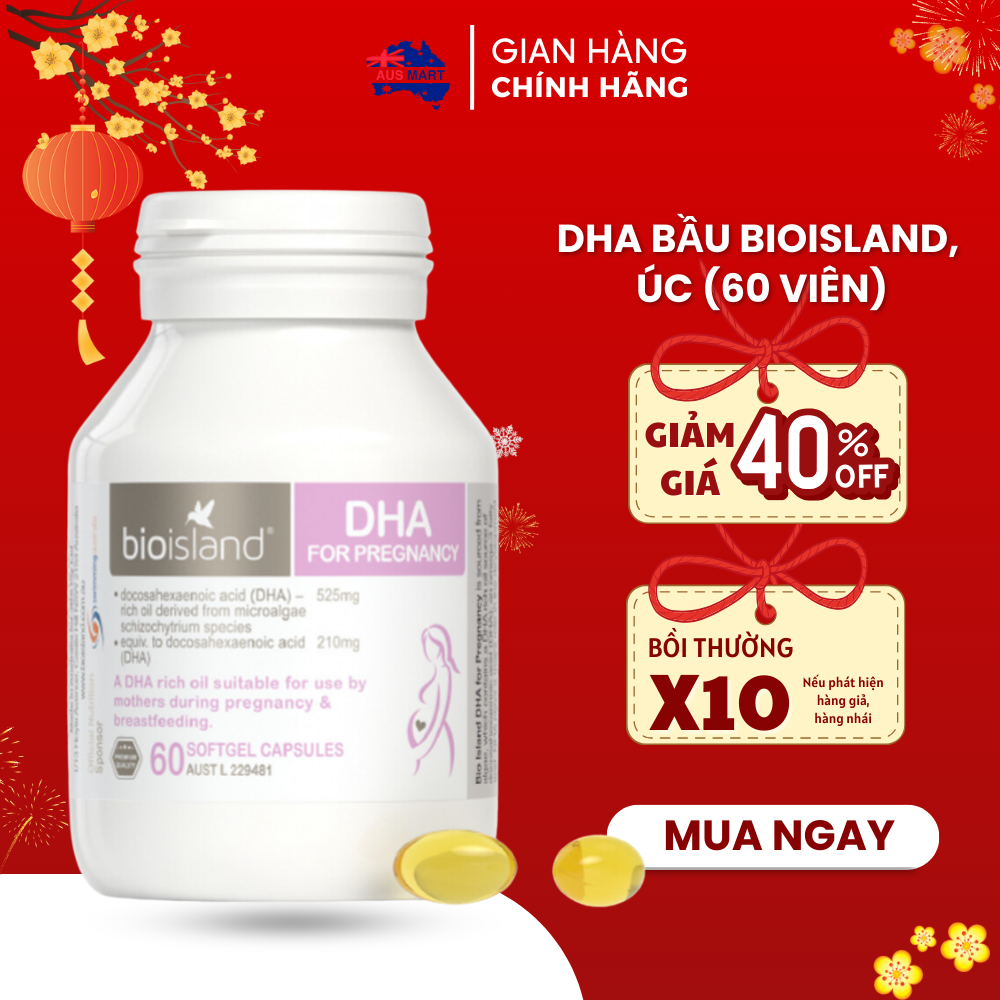DHA bầu Bioisland, Úc (60 viên) bổ sung DHA cho phụ nữ sắp mang thai, mẹ bầu và mẹ sau sinh