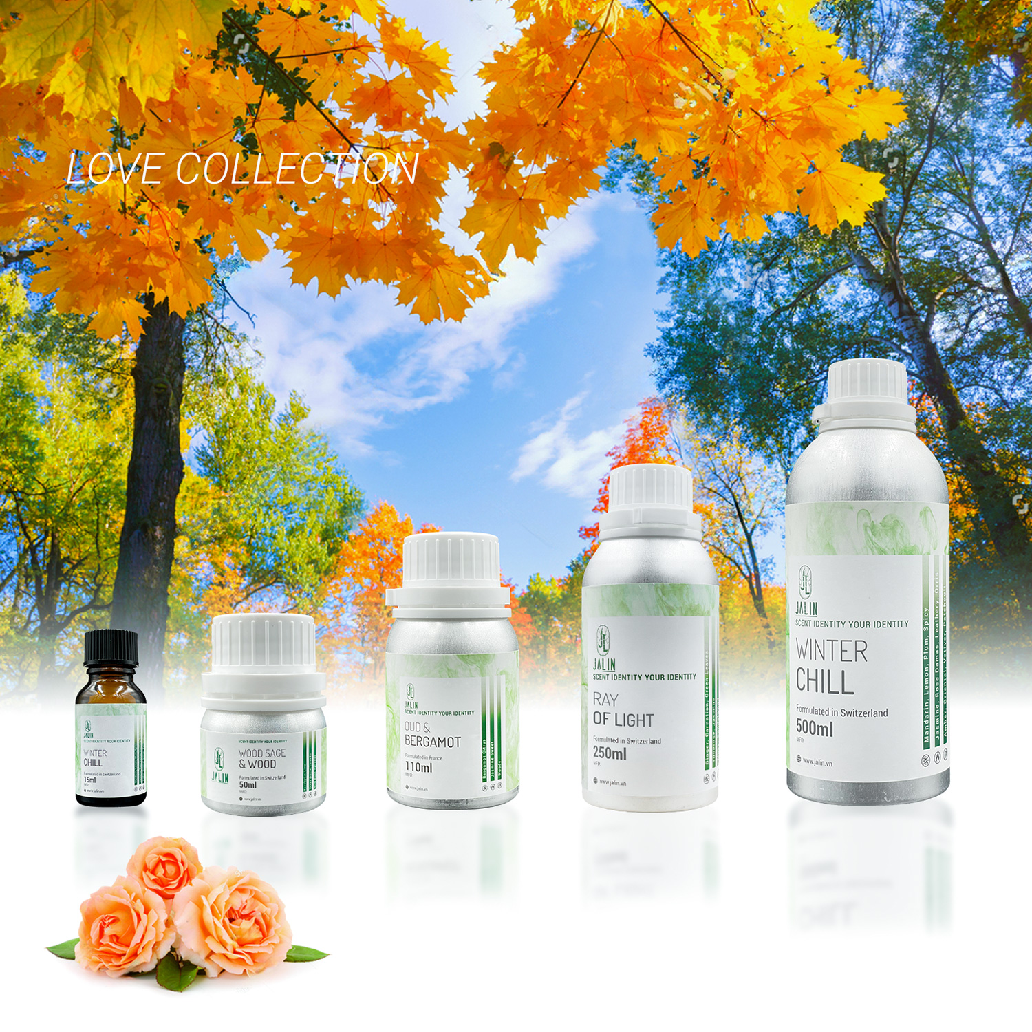 Tinh dầu nước hoa jalin - khuếch tán hương thơm - bộ sưu tập love collection - sáng tạo tại pháp, thụy sỹ
