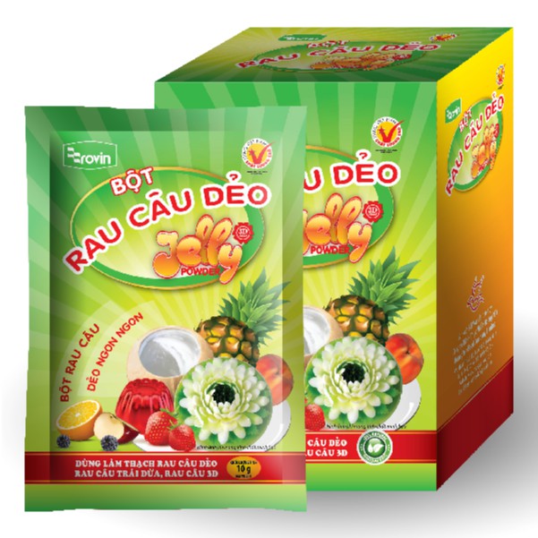 Hộp 12 gói bột rau câu dẻo hiệu hoàng yến - 10 gram/ 1 gói