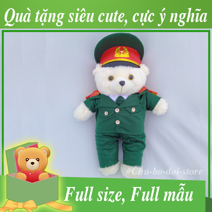 (Full size) Gấu bông mặc đồ lính – Quà tặng lưu niệm ý nghĩa – Chubodoistore