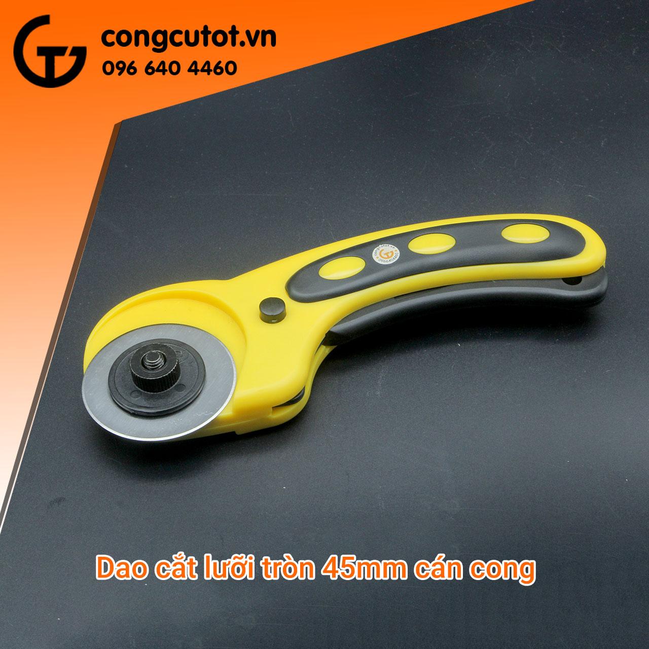 Dụng cụ cắt da, vải, giấy lưỡi tròn 45mm cán cong