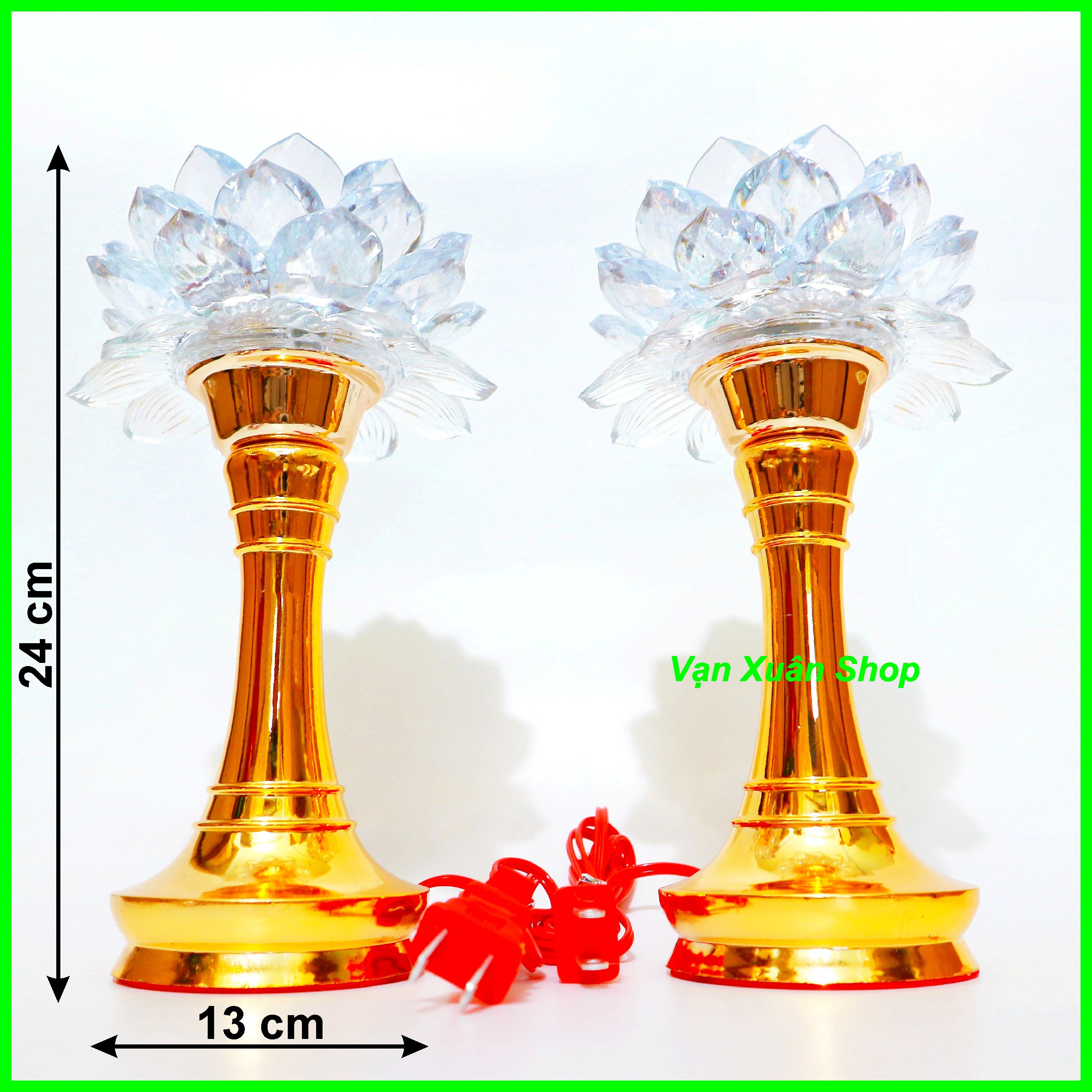 Cặp Đèn thờ LED đổi 7 màu cao cấp siêu đẹp, cao 24 cm - Đèn Trang Trí Bàn Thờ đổi màu đẹp, sang trọng - đèn bàn thờ đèn thờ phật đèn thờ cúng