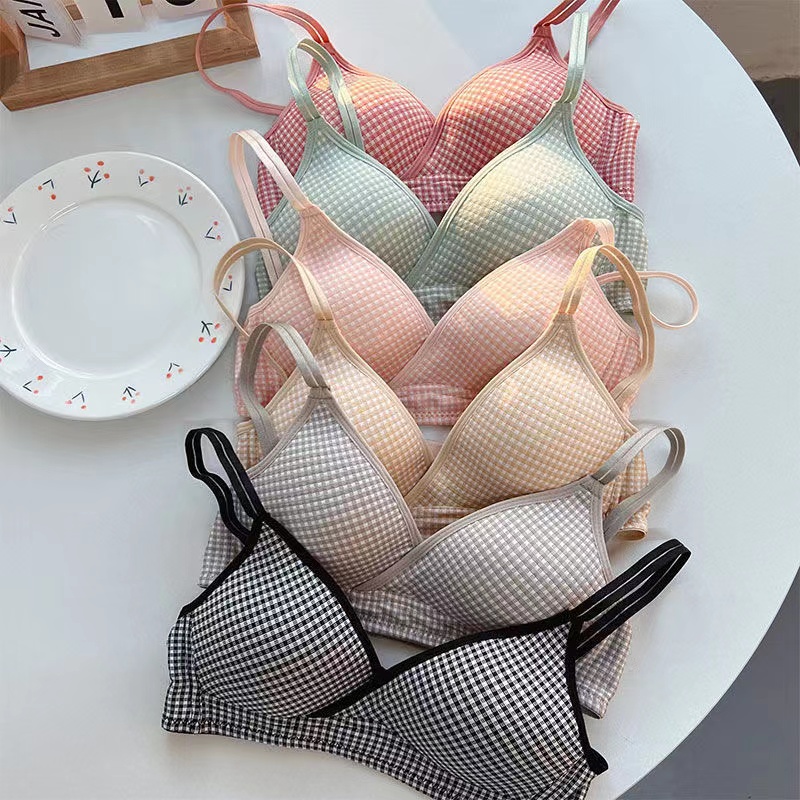 Sexy liền mạch của phụ đồ lót không có vòng thép thu thập thoải mái chặt chẽ áo ngực sọc chống chảy xệ nhỏ màu đen Áo ngực thiết lập