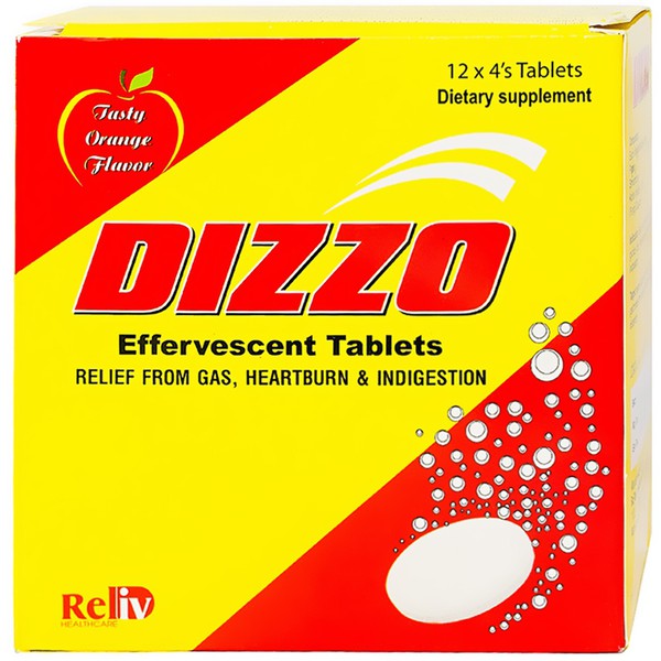 Viên Sủi Hỗ Trợ Tiêu Hóa Dizzo Effervescent Vị Cam 48 Viên - đầy bụng, khó tiêu