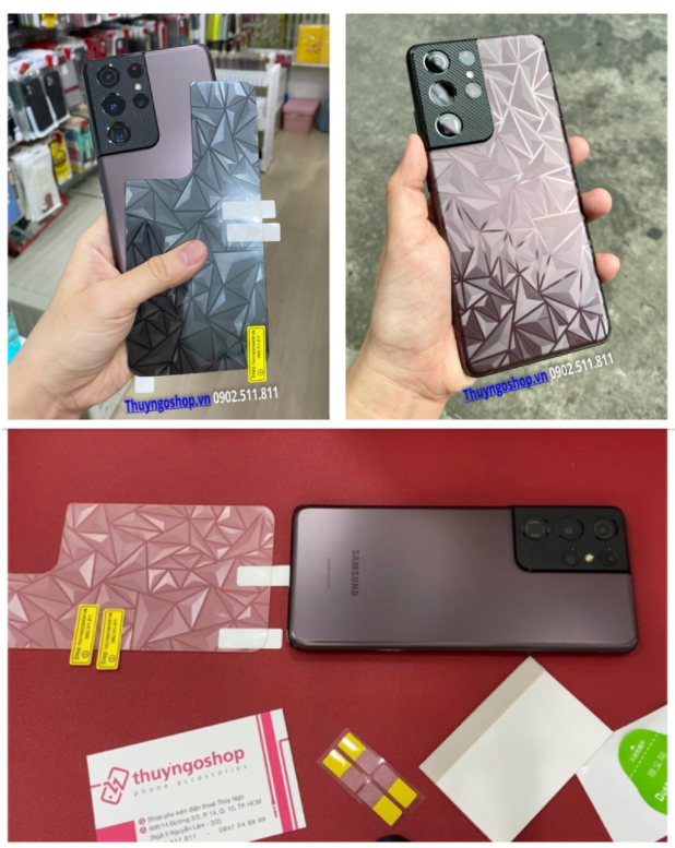 Dán mặt lưng 3d kim cương samsung note20 ultra / note20 / s21 ultra / s21 plus / s21 / s20 ultra / s20 plus / s20 ...